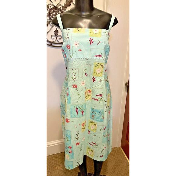 16 Yves Cossette Depeche Mode Floral Sundress Turquoise Zipper NWT - Picture 2 of 8